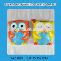 Popular colorful owl design ceramic tea kettle with cup